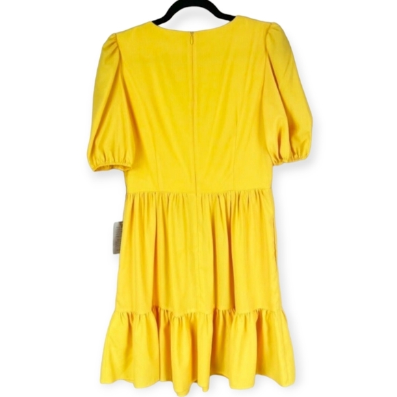 Eliza J Surplice V neck Puff Sleeve Yellow Dress - Picture 3 of 6